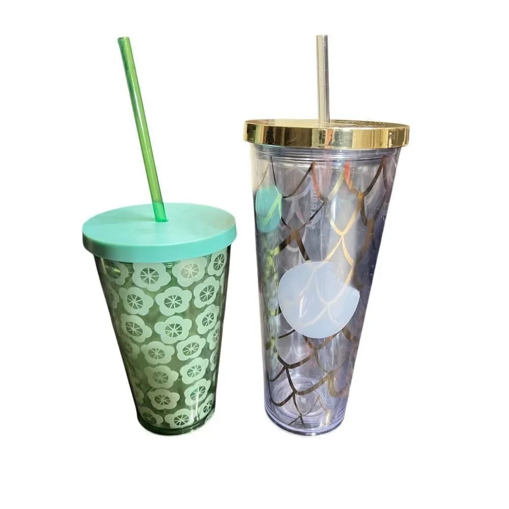 Starbucks Tumbler lot of 2 Plastic Tumblers with Lids
